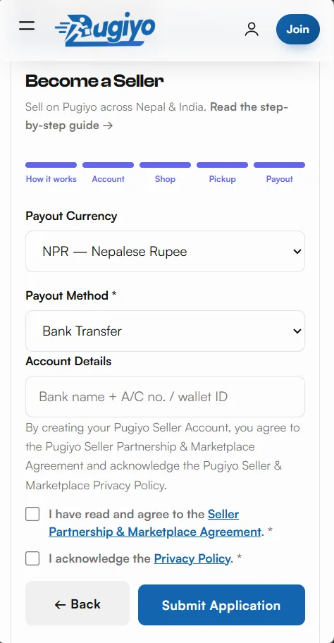 Mobile · payout and agreement